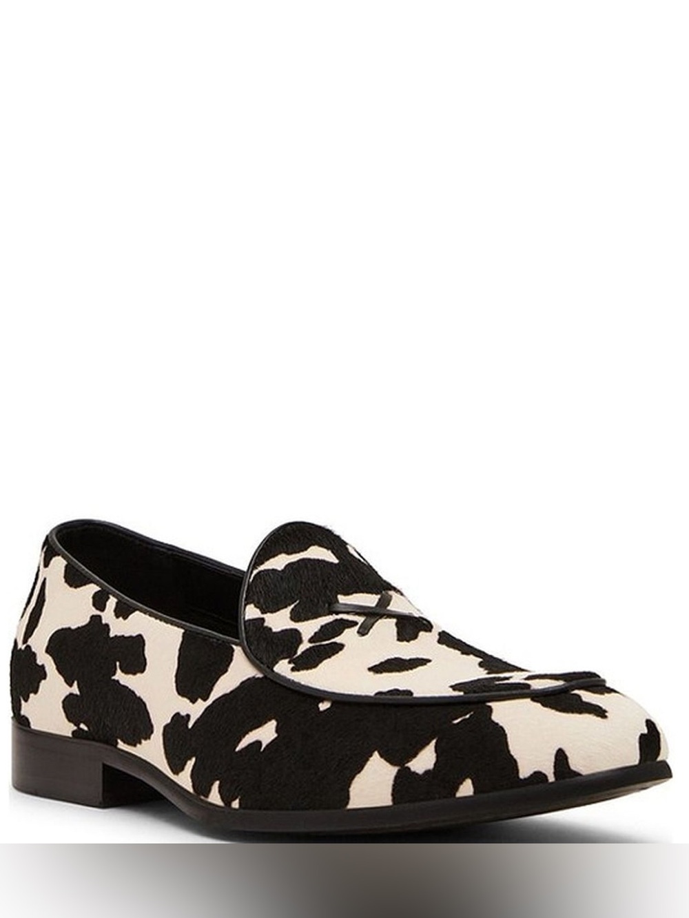 Steve Madden Black & White Cowhide Slip-On Loafers 8